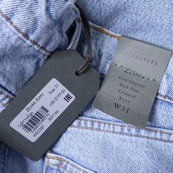 ALLSAINTS NWT Zelma Jean Light Indigo High Rise Ankle Straight Leg Women's 31 - Picture 9 of 11